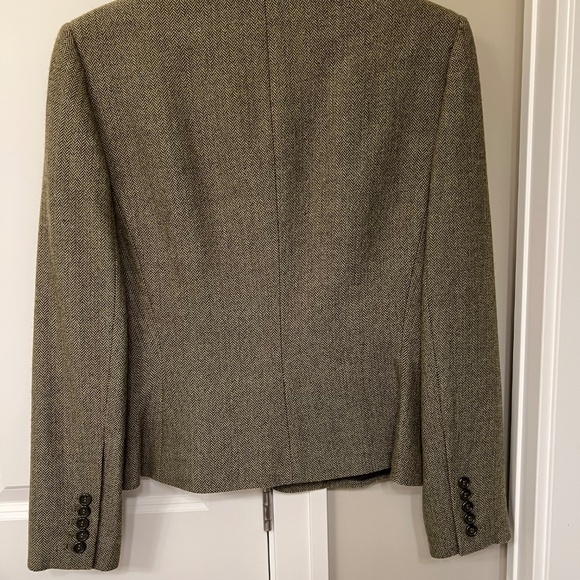 Ladies Antonio Melani Size 10 Green Herringbone Wool Coat - Picture 3 of 4